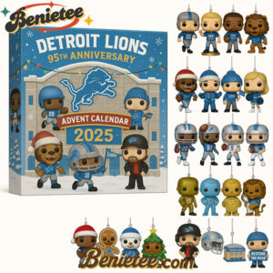 Detroit Lions 95th Anniversary 2025 Advent Calendar, Christmas Countdown Advent Calendar Gift Box with 24 Acrylic Ornaments