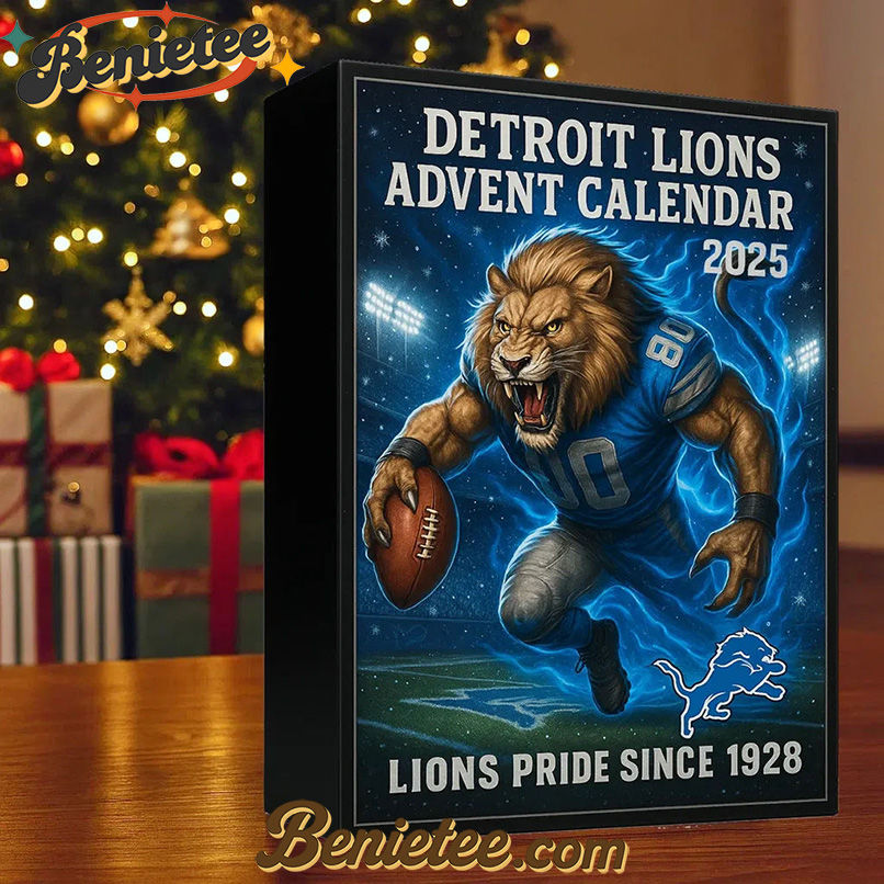 Detroit Lions Advent Calendar 2025, Christmas Countdown Advent Calendar Gift Box with 24 Acrylic Ornaments