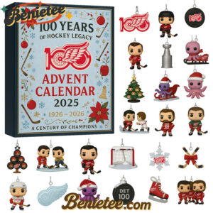 Detroit Red Wings 100th Anniversary Advent Calendar 2025, Christmas Countdown Advent Calendar Gift Box with 24 Acrylic Ornaments