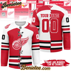 Detroit Red Wings - Premium NHL Personalized Split Color Hockey Jersey