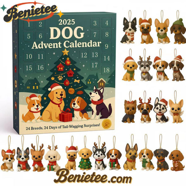 Dog Advent Calendar 2025, Christmas Countdown Advent Calendar Gift Box with 24 Acrylic Ornaments