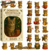 Domestic Bobtail Cat 2025 Advent Calendar, Christmas Countdown Advent Calendar Gift Box with 24 Acrylic Ornaments
