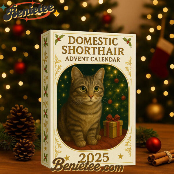 Domestic Bobtail Cat 2025 Advent Calendar, Christmas Countdown Advent Calendar Gift Box with 24 Acrylic Ornaments