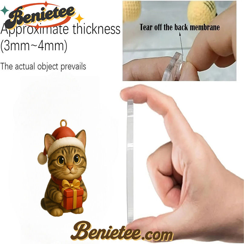 Domestic Bobtail Cat 2025 Advent Calendar, Christmas Countdown Advent Calendar Gift Box with 24 Acrylic Ornaments