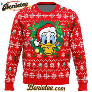 Donald Duck Christmas Head Ugly Christmas Sweater