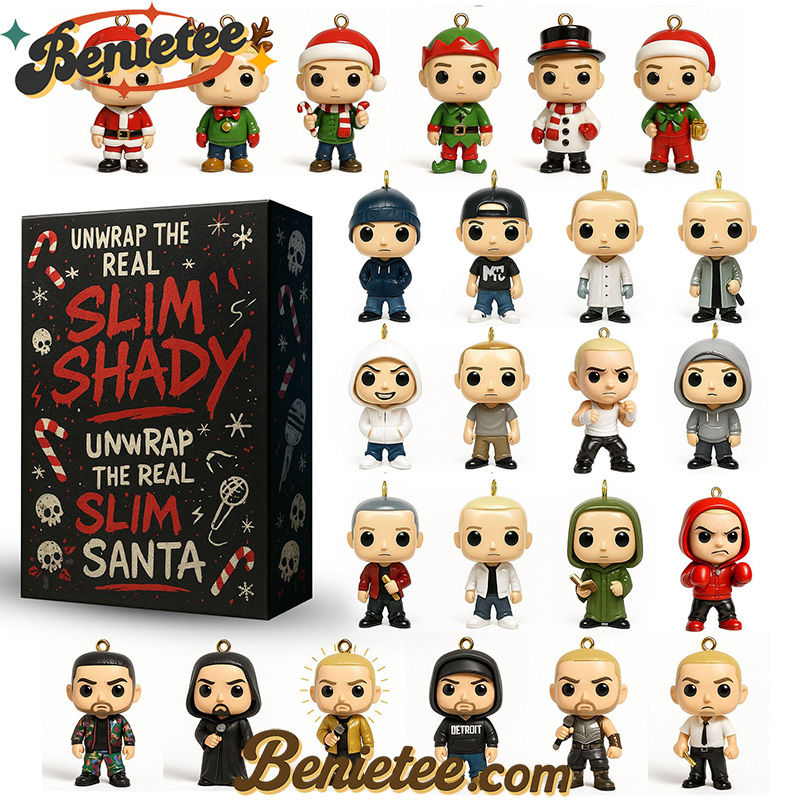 Eminem - the Real Slim Shady Premium Advent Calendar 2025 CHRISTMAS GIFT, CHRISTMAS IDEA, Christmas Countdown Advent Calendar Gift Box with 24 Acrylic Ornaments