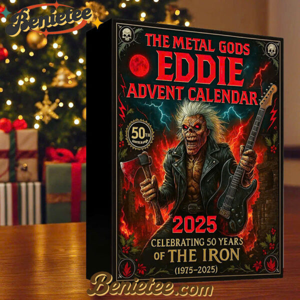 Eddie Iron Maiden Advent Calendar 2025, Christmas Countdown Advent Calendar Gift Box with 24 Acrylic Ornaments
