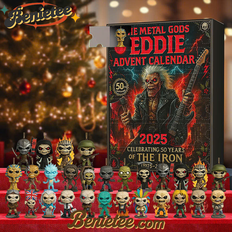 Eddie Iron Maiden Advent Calendar 2025, Christmas Countdown Advent Calendar Gift Box with 24 Acrylic Ornaments