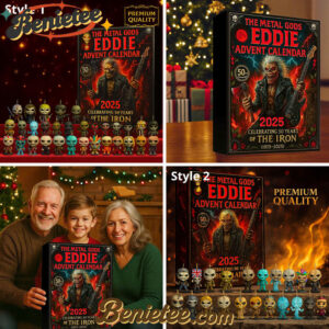 Eddie Iron Maiden Advent Calendar 2025, Christmas Countdown Advent Calendar Gift Box with 24 Acrylic Ornaments