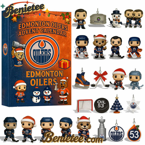 Edmonton Oilers Advent Calendar, Christmas Countdown Advent Calendar Gift Box with 24 Acrylic Ornaments