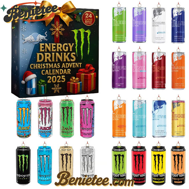 Energy Drink Can Advent Calendar 2025, Christmas Countdown Advent Calendar Gift Box with 24 Acrylic Ornaments