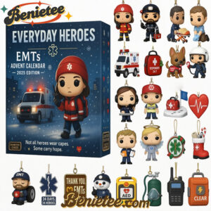 Everyday Heroes EMTs Advent Calendar - 2025 Edition, Christmas Countdown Advent Calendar Gift Box with 24 Acrylic Ornaments