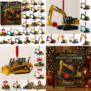 Excavator Die-Cast Machines Advent Calendar 2025, Christmas Countdown Advent Calendar Gift Box with 24 Acrylic Ornaments