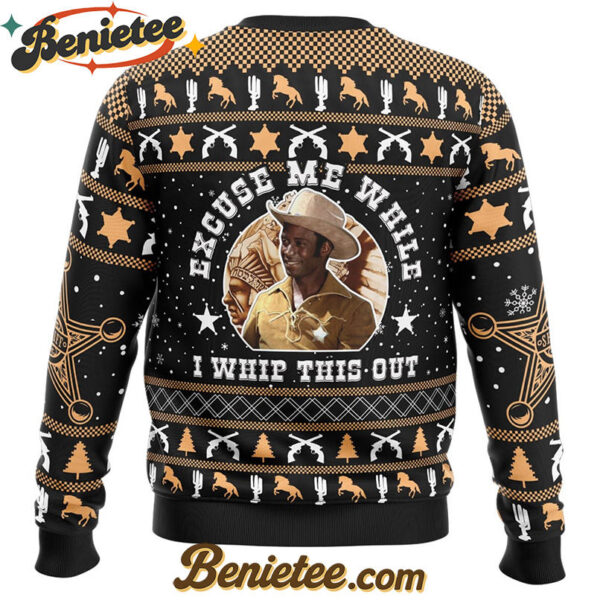 Excuse Me While I Whip This Out Blazing Saddles Ugly Christmas Sweater