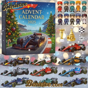 F1 Advent Calendar, Christmas Countdown Advent Calendar Gift Box with 24 Acrylic Ornaments
