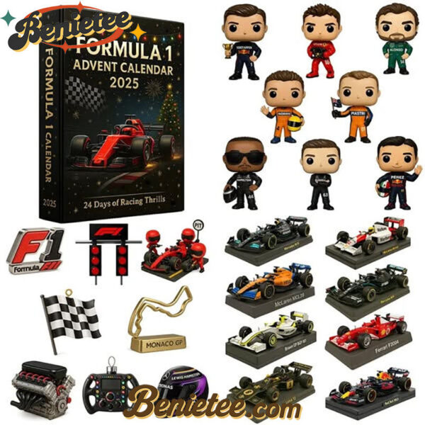 F1 Advent Calendar, Christmas Countdown Advent Calendar Gift Box with 24 Acrylic Ornaments
