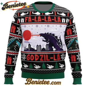 FaLaLaLa Godzil-La Godzilla Ugly Christmas Sweater
