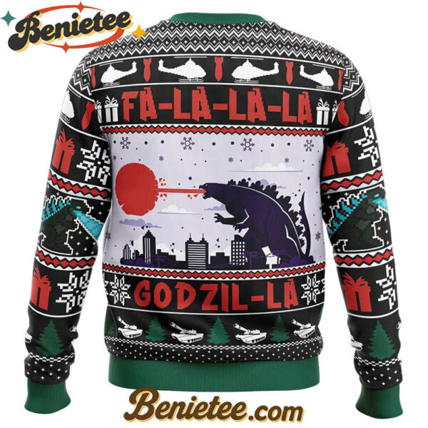 FaLaLaLa Godzil-La Godzilla Ugly Christmas Sweater
