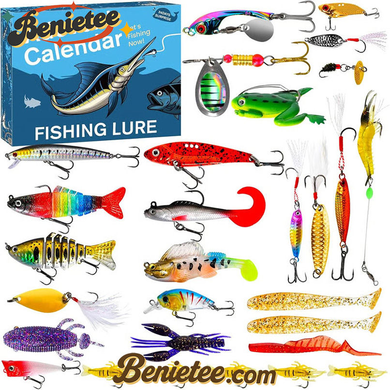 Fishing Advent Calendar 2025 (Limited Edition) -A Daily Surprise of Premium Fishing Treasures, Christmas Countdown Advent Calendar Gift Box with 24 Acrylic Ornaments