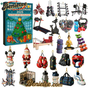 Fitness Decor Advent Calendar 2025, Christmas Countdown Advent Calendar Gift Box with 24 Acrylic Ornaments