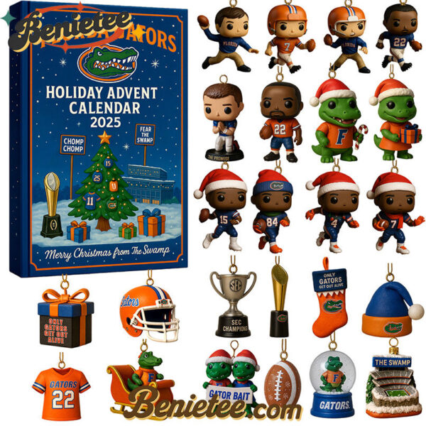 Florida Gators Advent Calendar 2025, Christmas Countdown Advent Calendar Gift Box with 24 Acrylic Ornaments