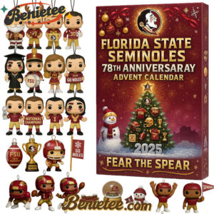 Florida State Seminoles 78th Anniversary Advent Calendar 2025, Christmas Countdown Advent Calendar Gift Box with 24 Acrylic Ornaments