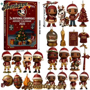 Florida State Seminoles Football 2025 Advent Calendar, Christmas Countdown Advent Calendar Gift Box with 24 Acrylic Ornaments