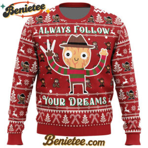 Follow Your Dreams Nightmare on Elm Street Ugly Christmas Sweater