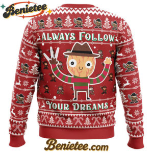 Follow Your Dreams Nightmare on Elm Street Ugly Christmas Sweater