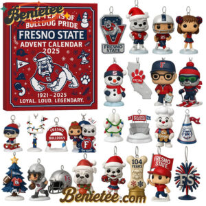 Fresno State Bulldogs 104th Anniversary Advent Calendar, Christmas Countdown Advent Calendar Gift Box with 24 Acrylic Ornaments