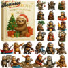 Fun Sloth Advent Calendar 2025, Christmas Countdown Advent Calendar Gift Box with 24 Acrylic Ornaments