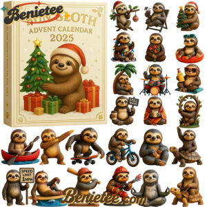 Fun Sloth Advent Calendar 2025, Christmas Countdown Advent Calendar Gift Box with 24 Acrylic Ornaments