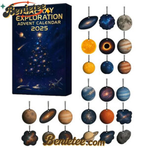 Galaxy Exploration Advent Calendar 2025, Christmas Countdown Advent Calendar Gift Box with 24 Acrylic Ornaments