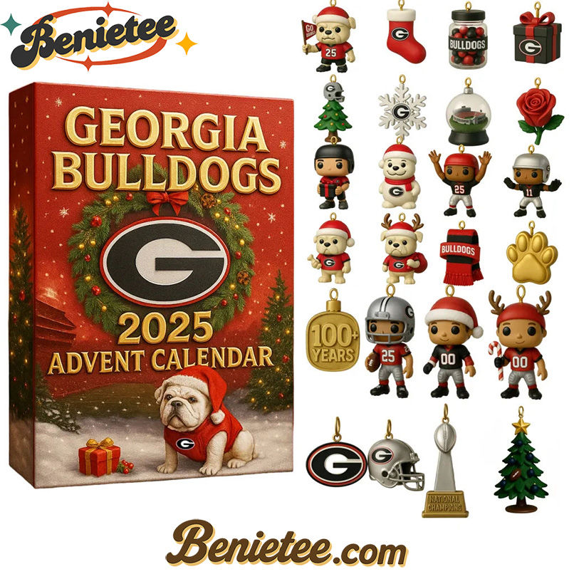 Georgia Bulldogs Advent Calendar 2025, Christmas Countdown Advent Calendar Gift Box with 24 Acrylic Ornaments