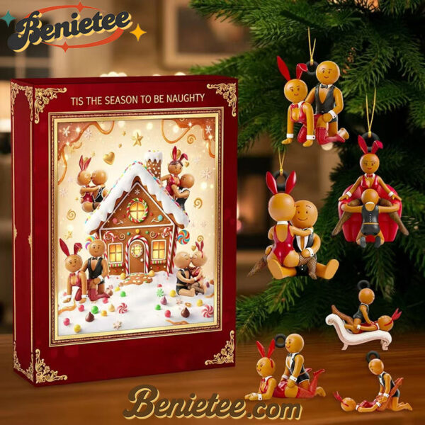 Gingerbread couple Christmas Arrival Holiday Calendar Blind Box, Christmas Countdown Advent Calendar Gift Box with 24 Acrylic Ornaments