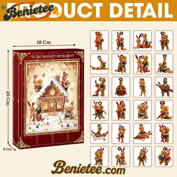 Gingerbread couple Christmas Arrival Holiday Calendar Blind Box, Christmas Countdown Advent Calendar Gift Box with 24 Acrylic Ornaments