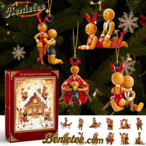 Gingerbread couple Christmas Arrival Holiday Calendar Blind Box, Christmas Countdown Advent Calendar Gift Box with 24 Acrylic Ornaments