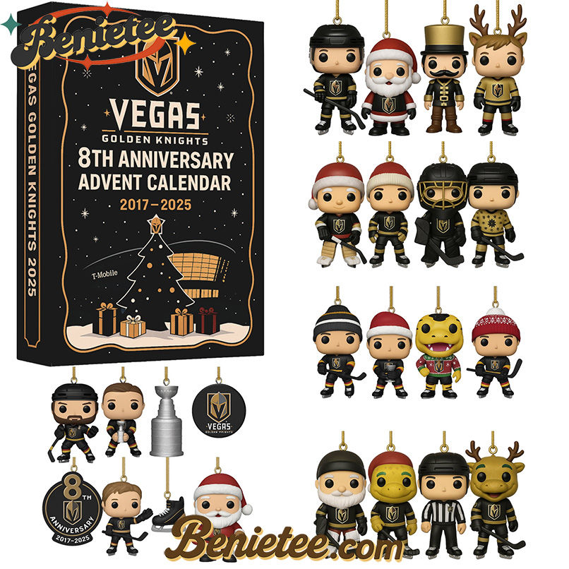 Golden Knights 8th Anniversary Advent Calendar 2025, Christmas Countdown Advent Calendar Gift Box with 24 Acrylic Ornaments
