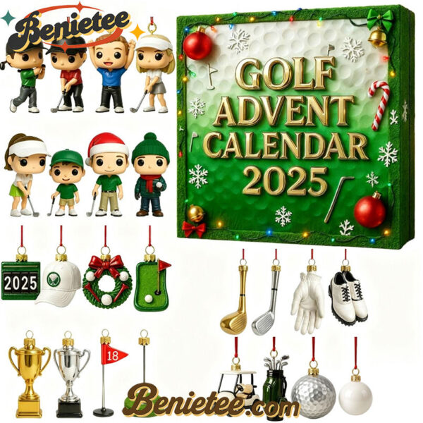 Golf Advent Calendar 2025, Christmas Countdown Advent Calendar Gift Box with 24 Acrylic Ornaments