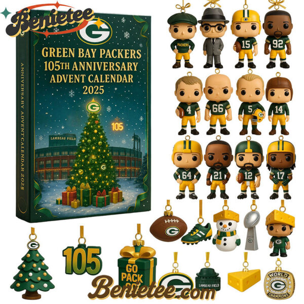 Green Bay Packers Advent Calendar 2025 – 105th Anniversary Edition, Christmas Countdown Advent Calendar Gift Box with 24 Acrylic Ornaments