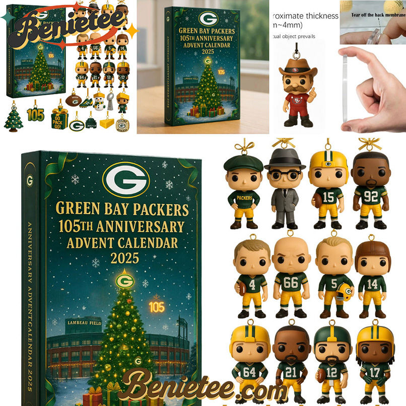 Green Bay Packers Advent Calendar 2025 – 105th Anniversary Edition, Christmas Countdown Advent Calendar Gift Box with 24 Acrylic Ornaments