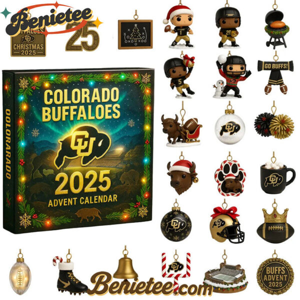 HOT Colorado Buffaloes Football Advent Calendar 2025, Christmas Countdown Advent Calendar Gift Box with 24 Acrylic Ornaments