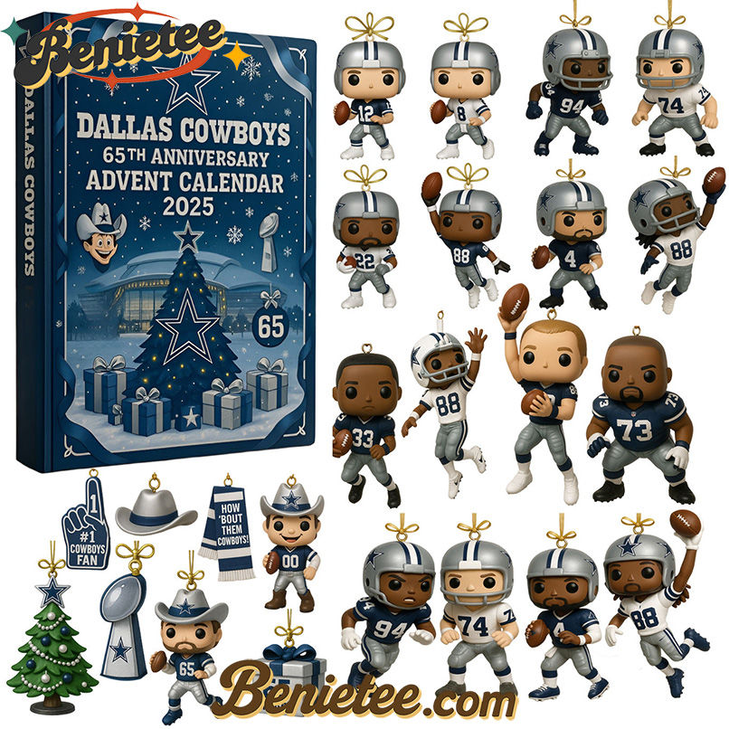 HOT Dallas Cowboys Advent Calendar 2025 65th Anniversary Christmas Gift, Christmas Idea, Christmas Countdown Advent Calendar Gift Box with 24 Acrylic Ornaments