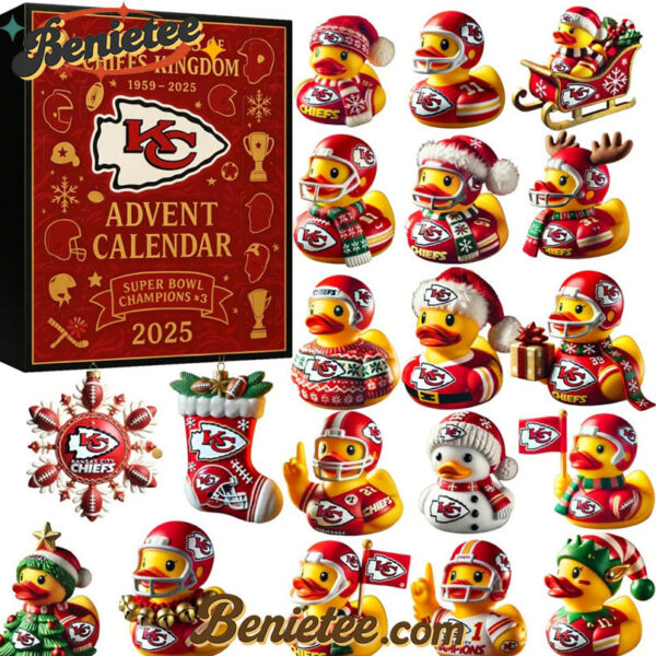 HOT Kansas City Chiefs 62nd Anniversary Advent Calendar 2025 Christmas Gift, Christmas Idea, Christmas Countdown Advent Calendar Gift Box with 24 Acrylic Ornaments