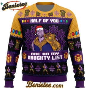 Half of You Are On The Naughty List Thanos Marvel Ugly Christmas Sweater