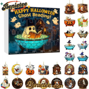 Halloween Advent Calendar with Ghost Ornaments-24 Days of Festive Fun!, Christmas Countdown Advent Calendar Gift Box with 24 Acrylic Ornaments