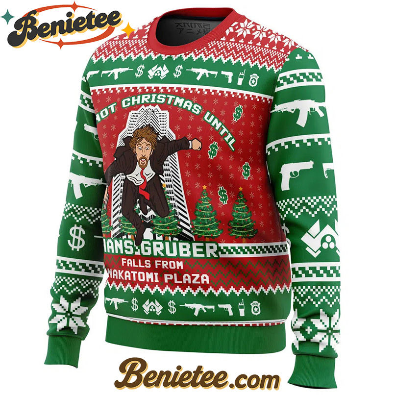 Hans Gruber Fall Nakatomi Plaza Die Hard Ugly Christmas Sweater