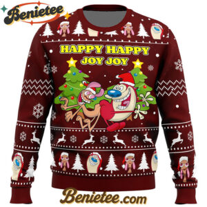 Happy Happy Joy Joy Ren And Stimpy Ugly Christmas Sweater