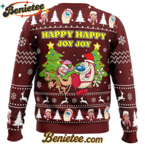 Happy Happy Joy Joy Ren And Stimpy Ugly Christmas Sweater