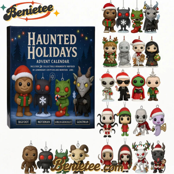 Haunted Holidays Advent Calendar, Christmas Countdown Advent Calendar Gift Box with 24 Acrylic Ornaments